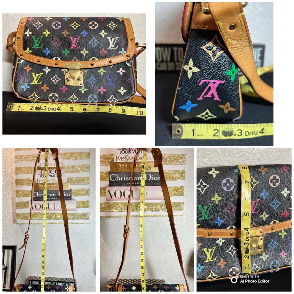 ✨Louis Vuitton✨ Vintage Limited Edition LV Murakami Sologne Saddle Bag Black EUC - Picture 15 of 16